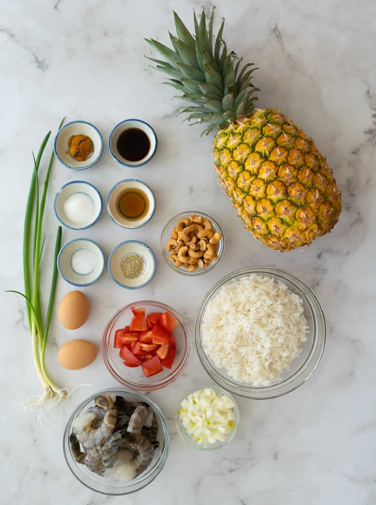 ingredients for pineapple fried rice